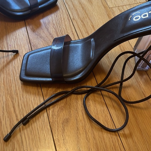 Aldo Brown Leather Lace up Heels with plastic heel - Picture 4 of 4